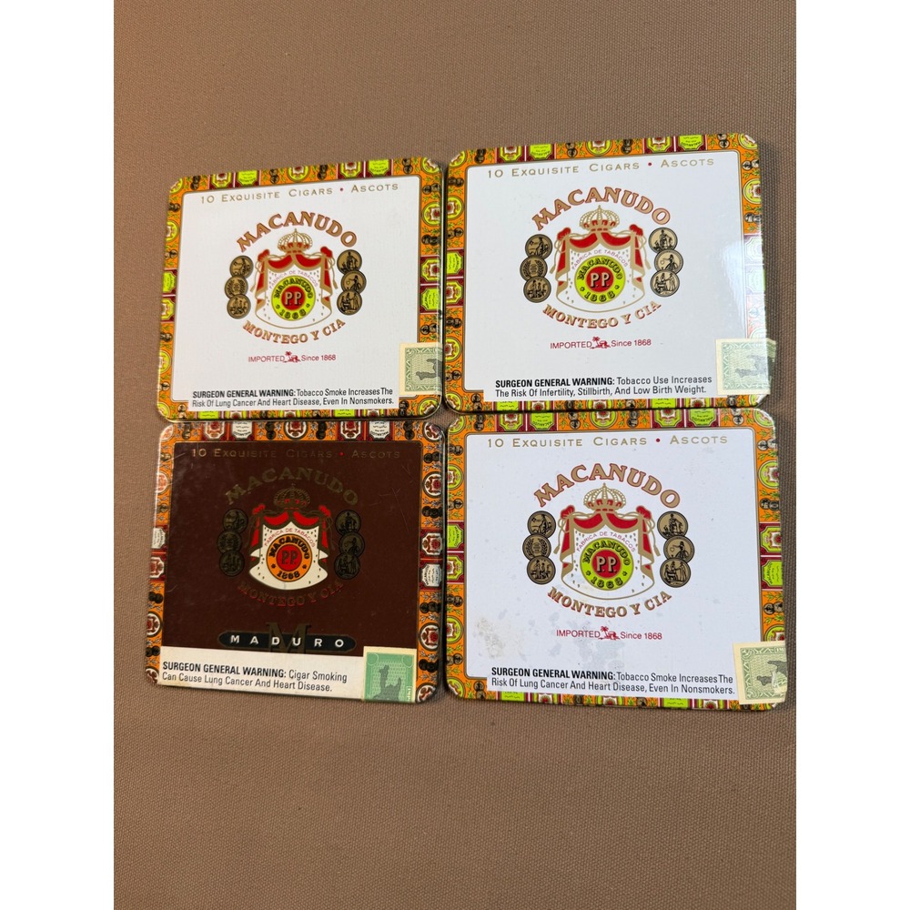 Lot of 4 Macanudo  Exquisite‎ Cigars Box Lids Only Collectors Vintage